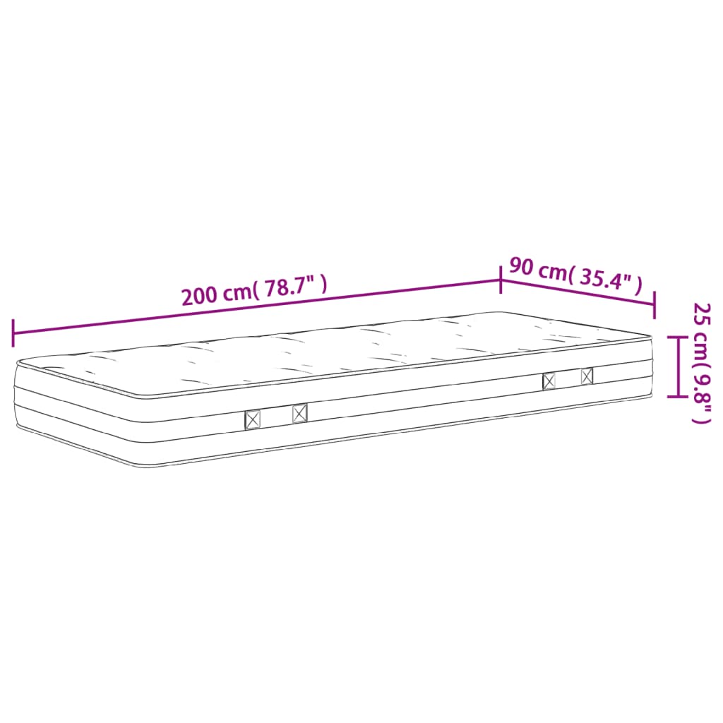 Matelas à ressorts ensachés dureté moyenne 90x200 cm - XIOS
