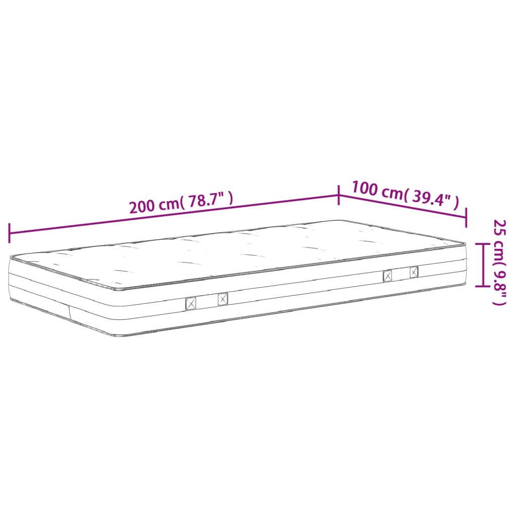 Matelas à ressorts ensachés dureté moyenne 100x200 cm - XIOS