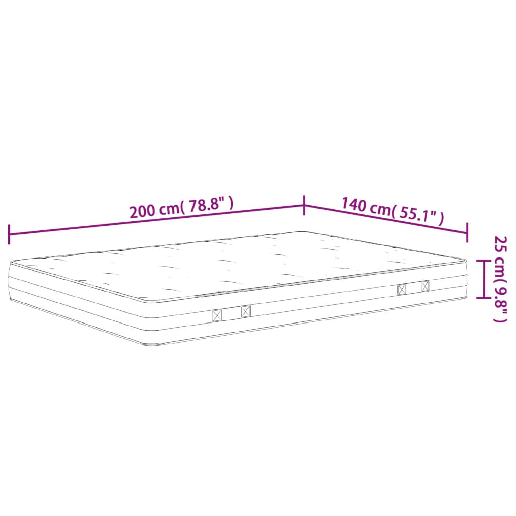Matelas à ressorts ensachés dureté moyenne 140x200 cm - XIOS