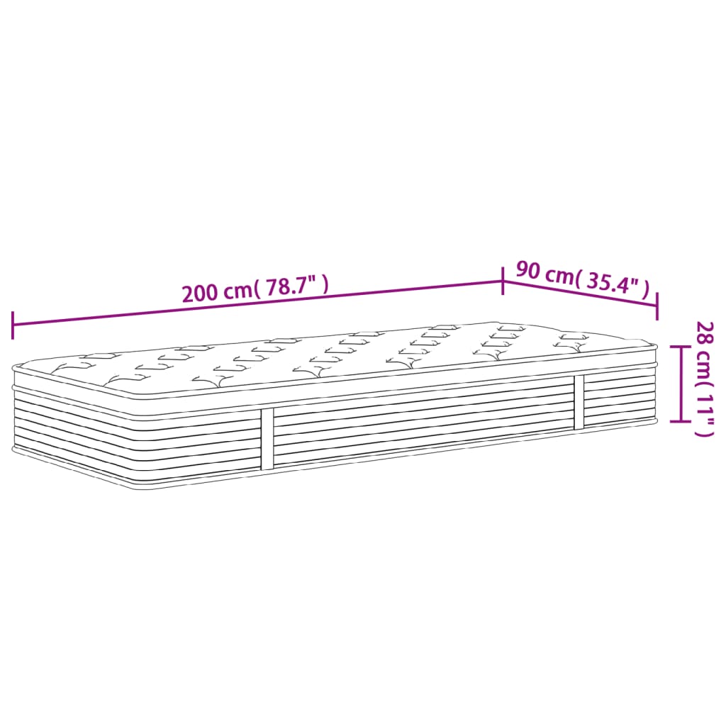 Matelas à ressorts ensachés moyen 90x200 cm - XIOS