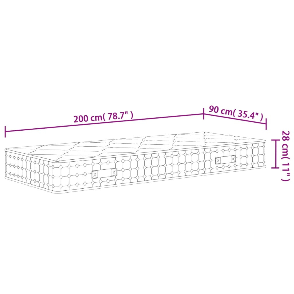 Matelas à ressorts ensachés moyen 90x200 cm - XIOS