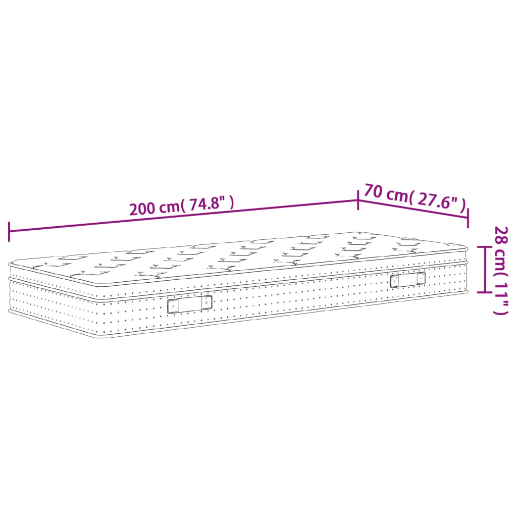 Matelas à ressorts ensachés moyen 70x200 cm - XIOS