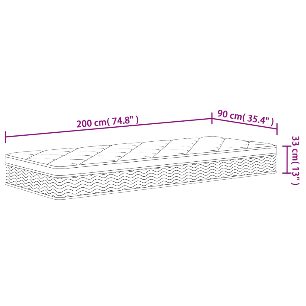 Matelas à ressorts ensachés moyen plus 90x200 cm - XIOS