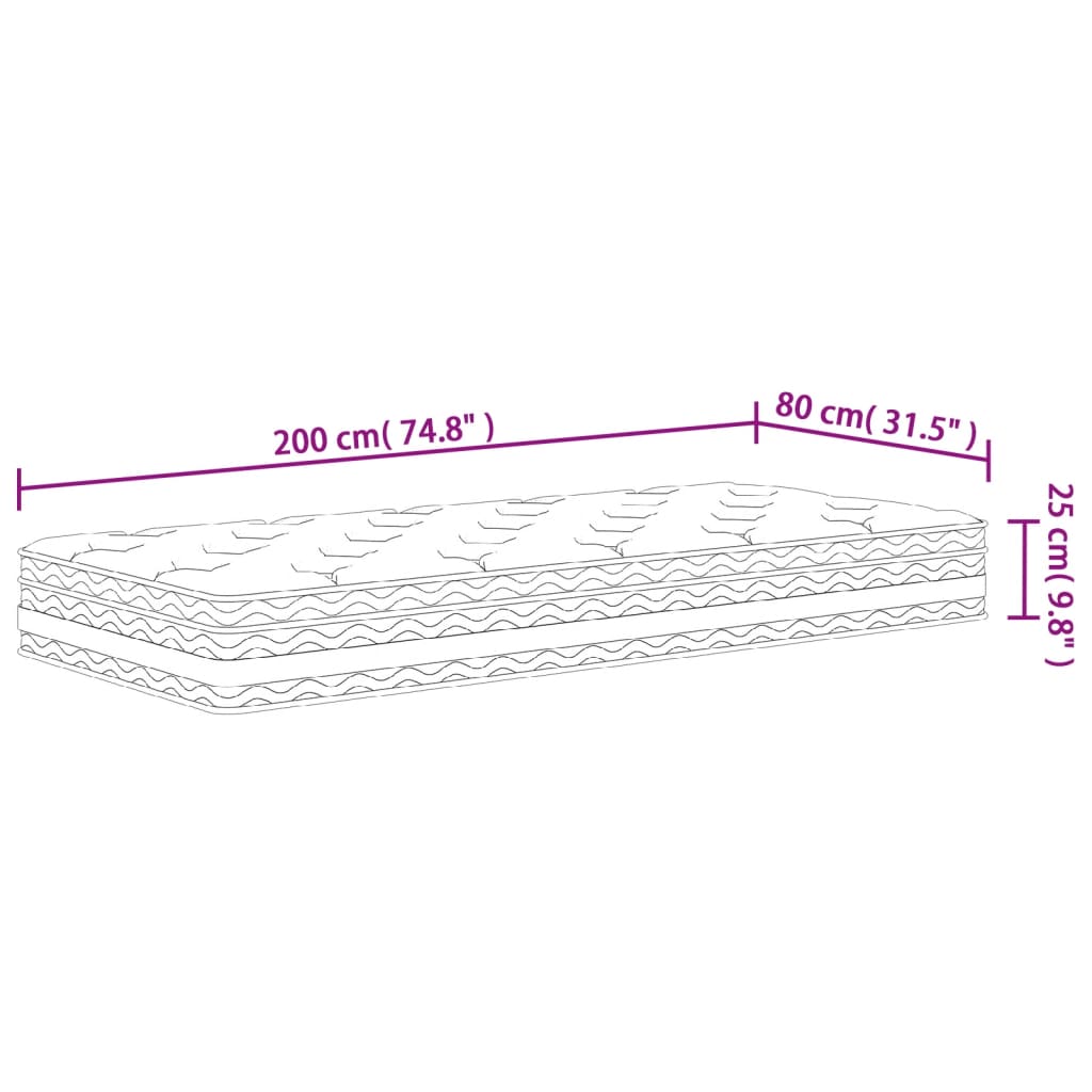 Matelas à ressorts ensachés moyen 80x200 cm - XIOS