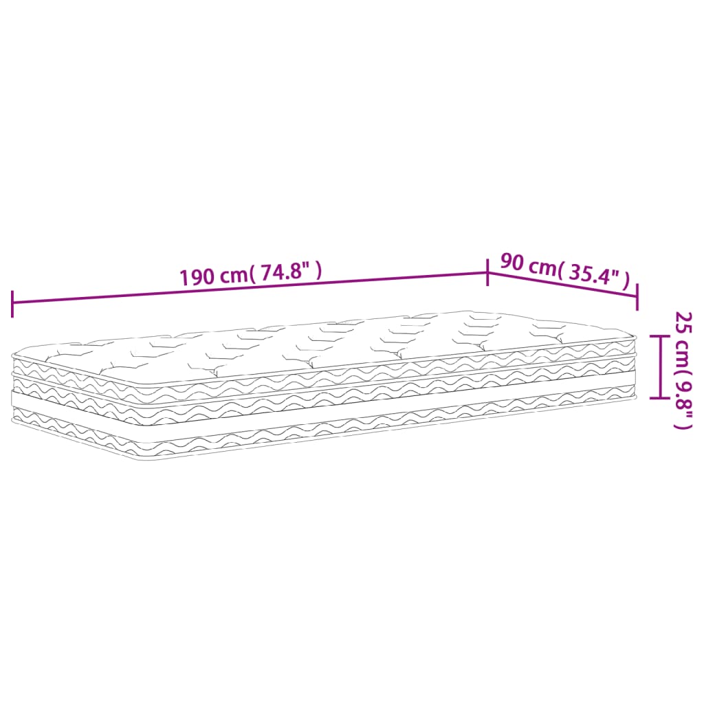 Matelas à ressorts ensachés moyen 90x190 cm - XIOS