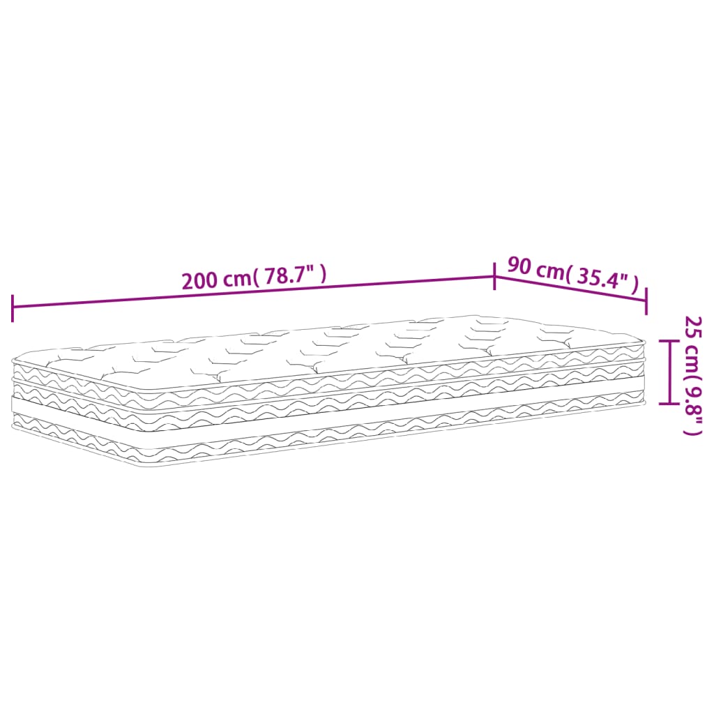 Matelas à ressorts ensachés moyen 90x200 cm - XIOS
