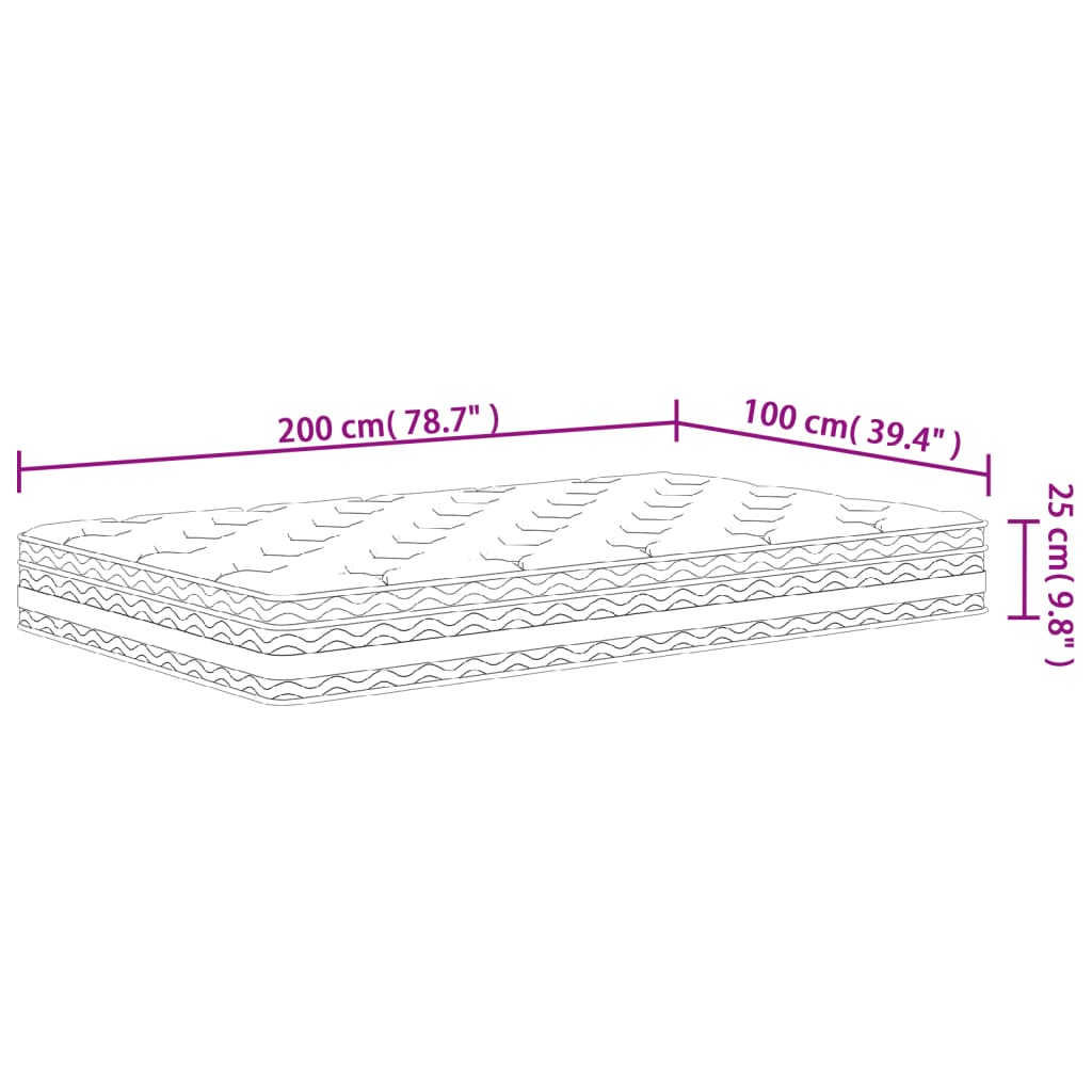 Matelas à ressorts ensachés moyen 100x200 cm - XIOS