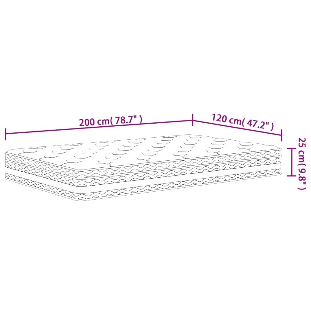 Matelas à ressorts ensachés moyen 120x200 cm - XIOS