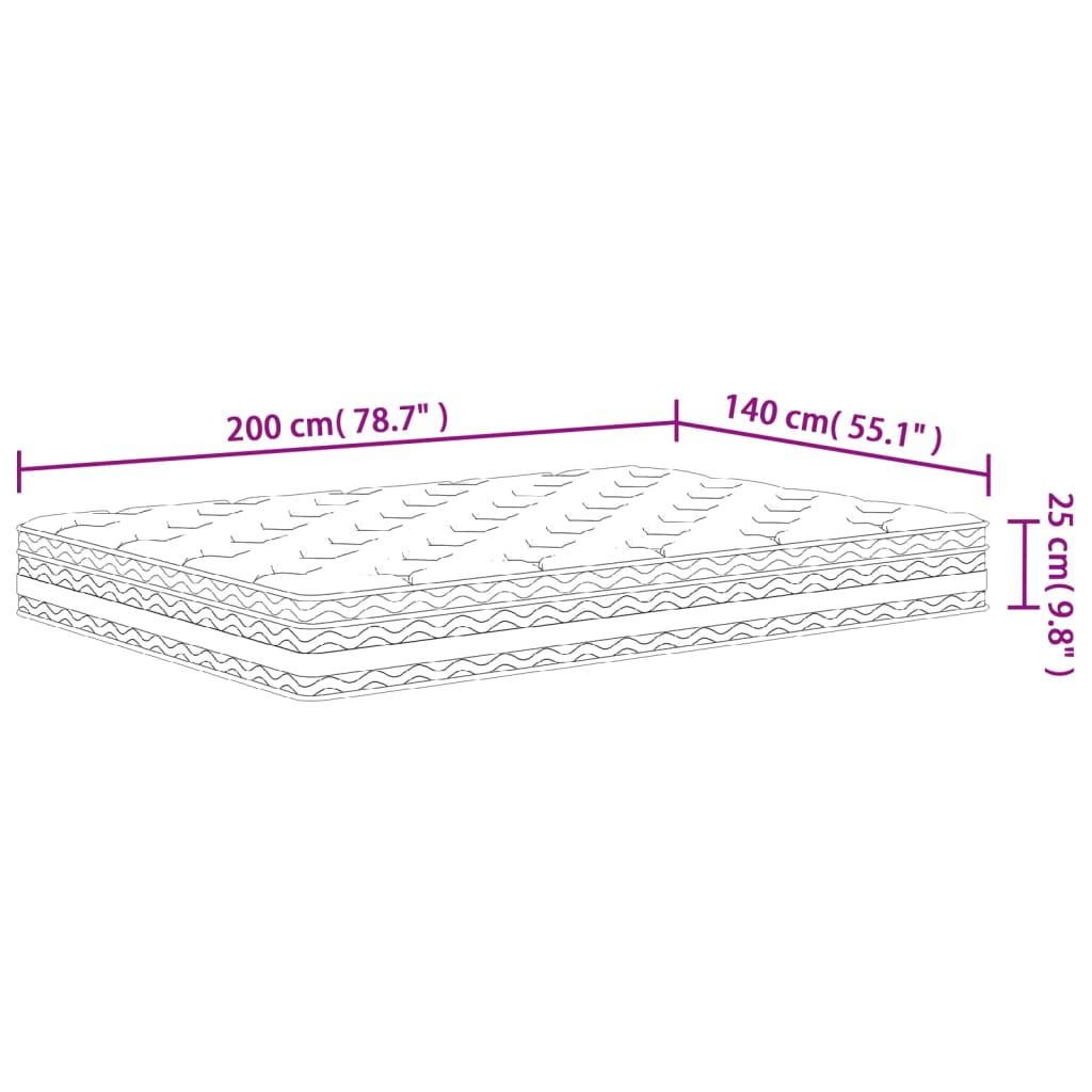 Matelas à ressorts ensachés moyen 140x200 cm - XIOS