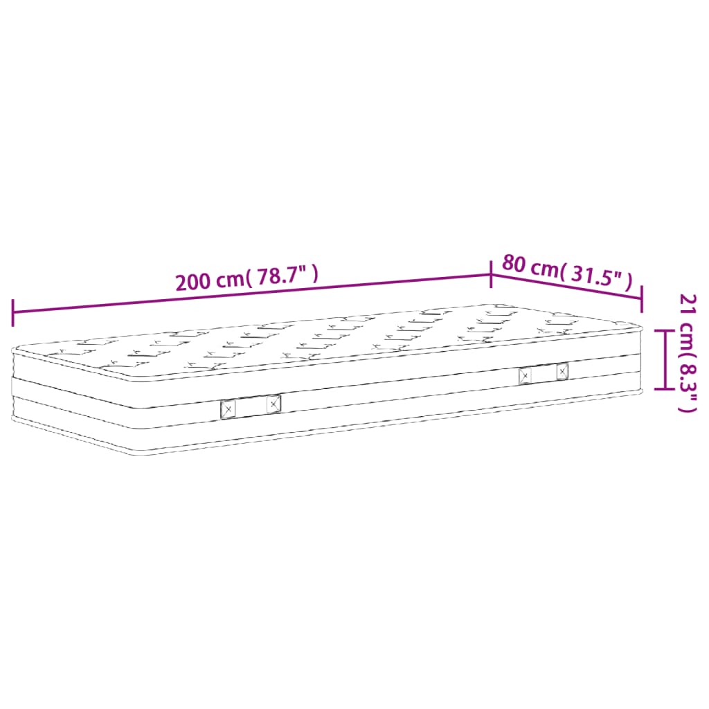Matelas à ressorts bonnell moyen 80x200 cm - XIOS