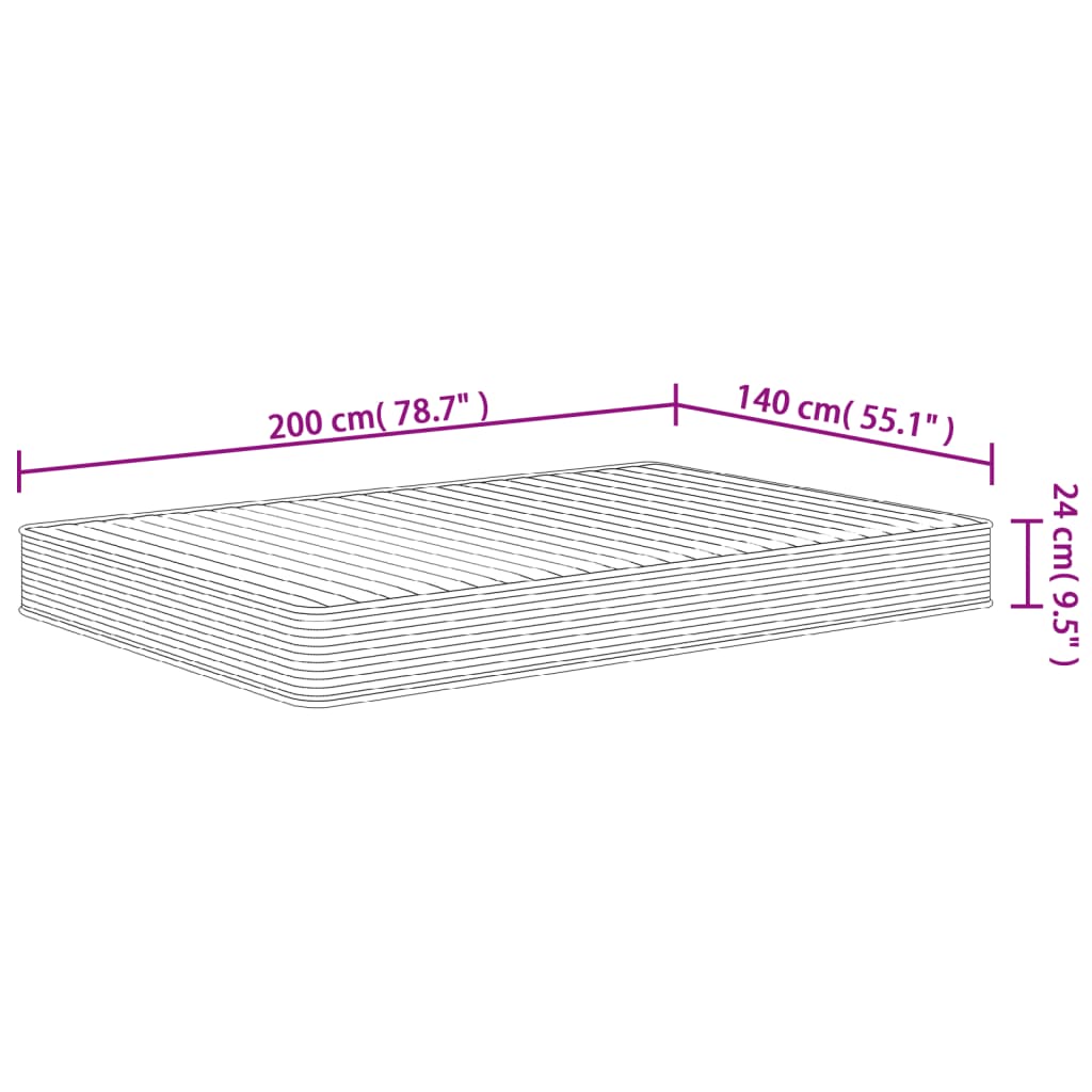 Matelas en mousse moyennement doux 140x200 cm Matelas vidaXL