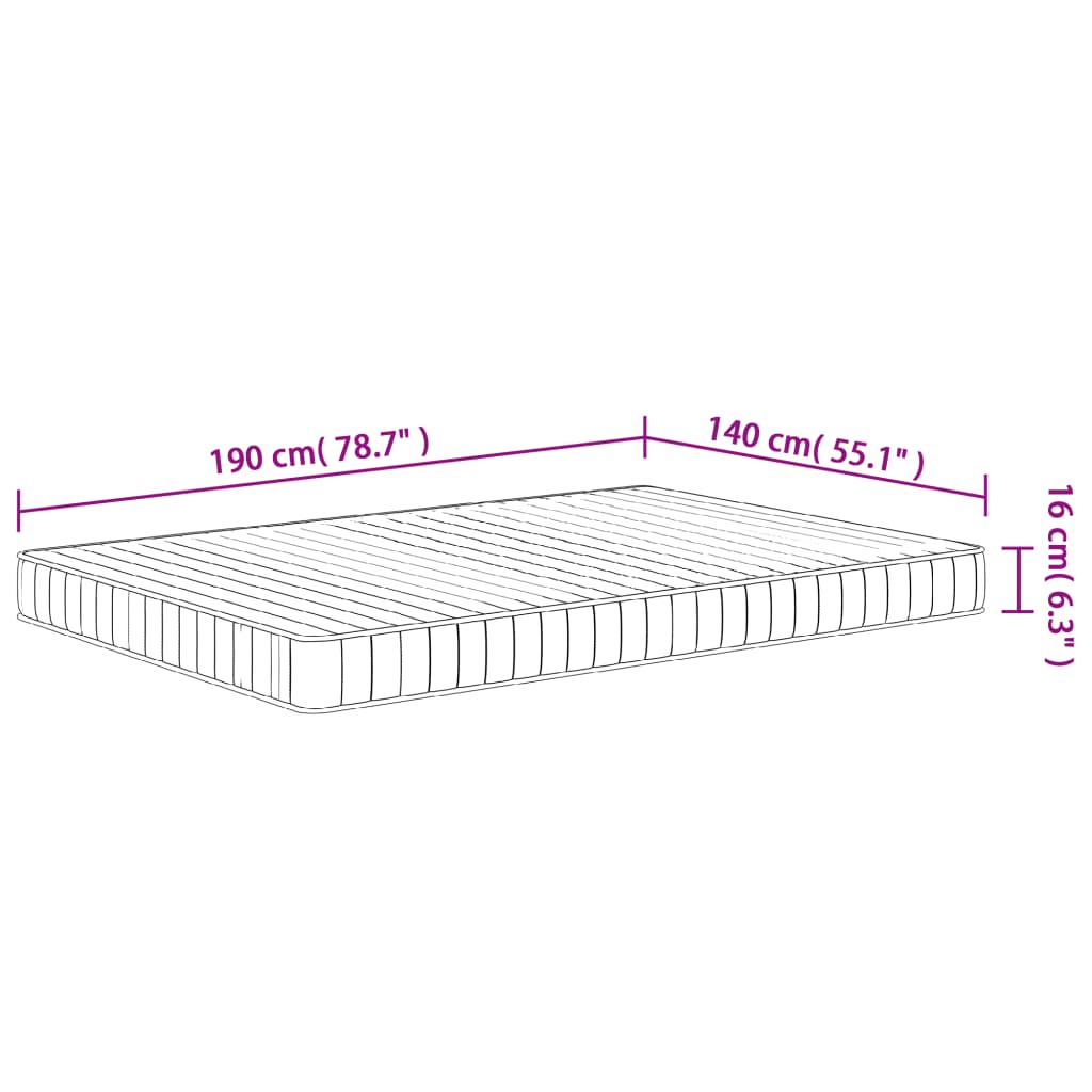 Matelas en mousse moyennement doux 140x190 cm Matelas vidaXL