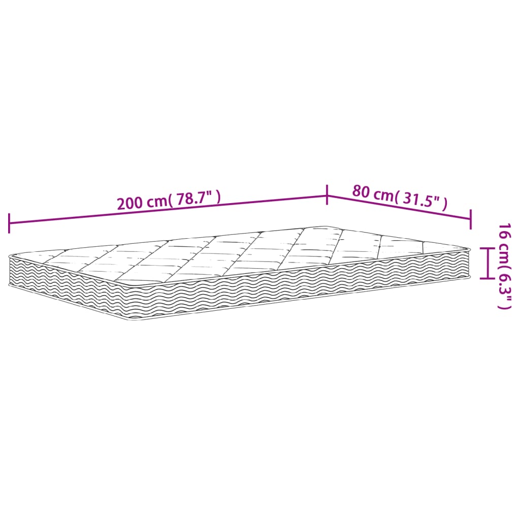 Matelas en mousse moyennement doux 80x200 cm Matelas vidaXL