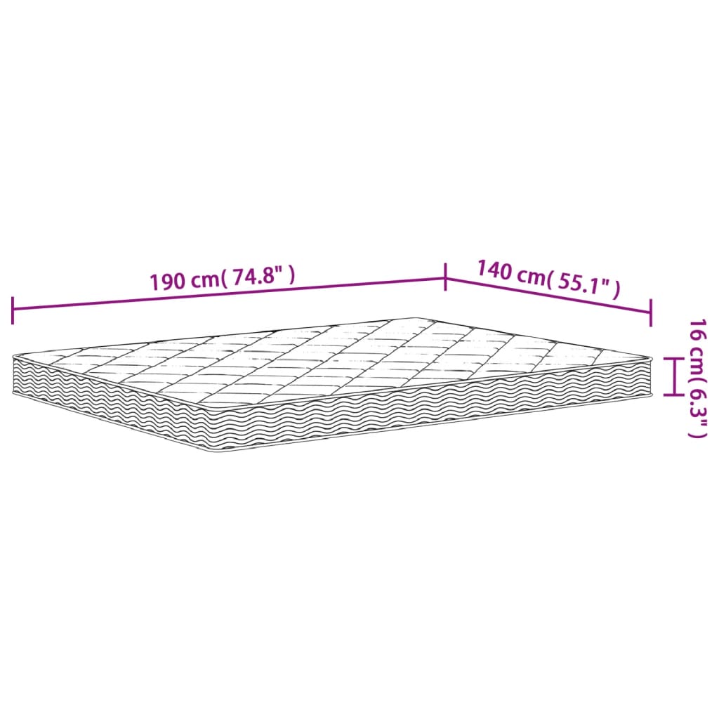 Matelas en mousse moyennement doux 140x190 cm - XIOS