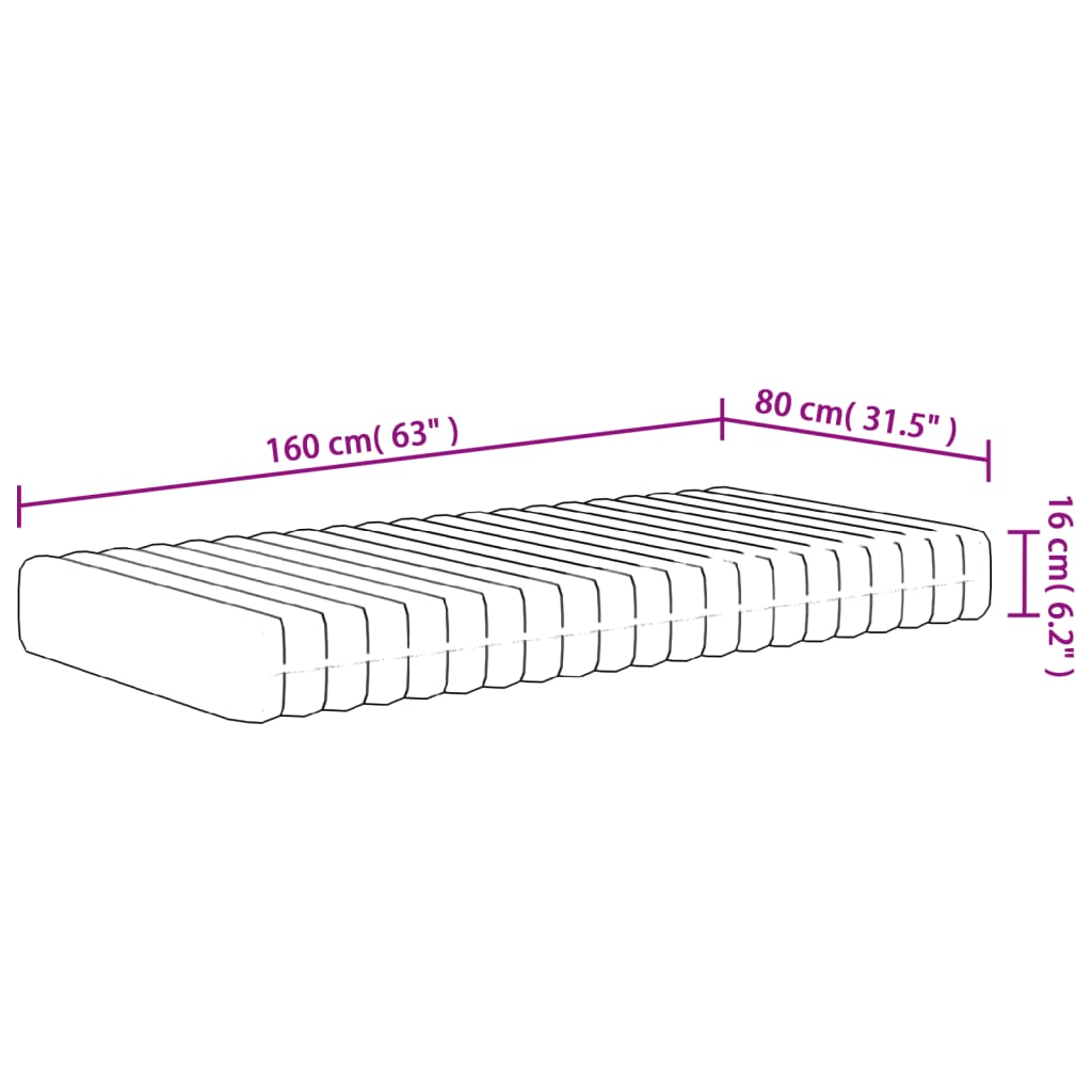 Matelas en mousse pour enfants moyennement doux 80x160 cm Matelas vidaXL