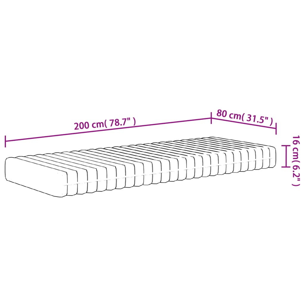 Matelas en mousse moyennement doux 80x200 cm - XIOS