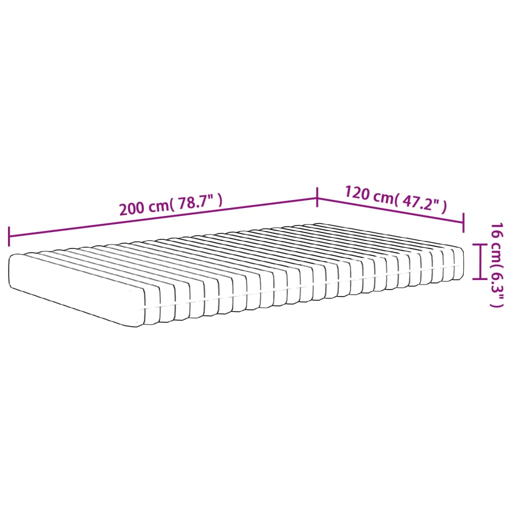 Matelas en mousse moyennement doux 120x200 cm - XIOS