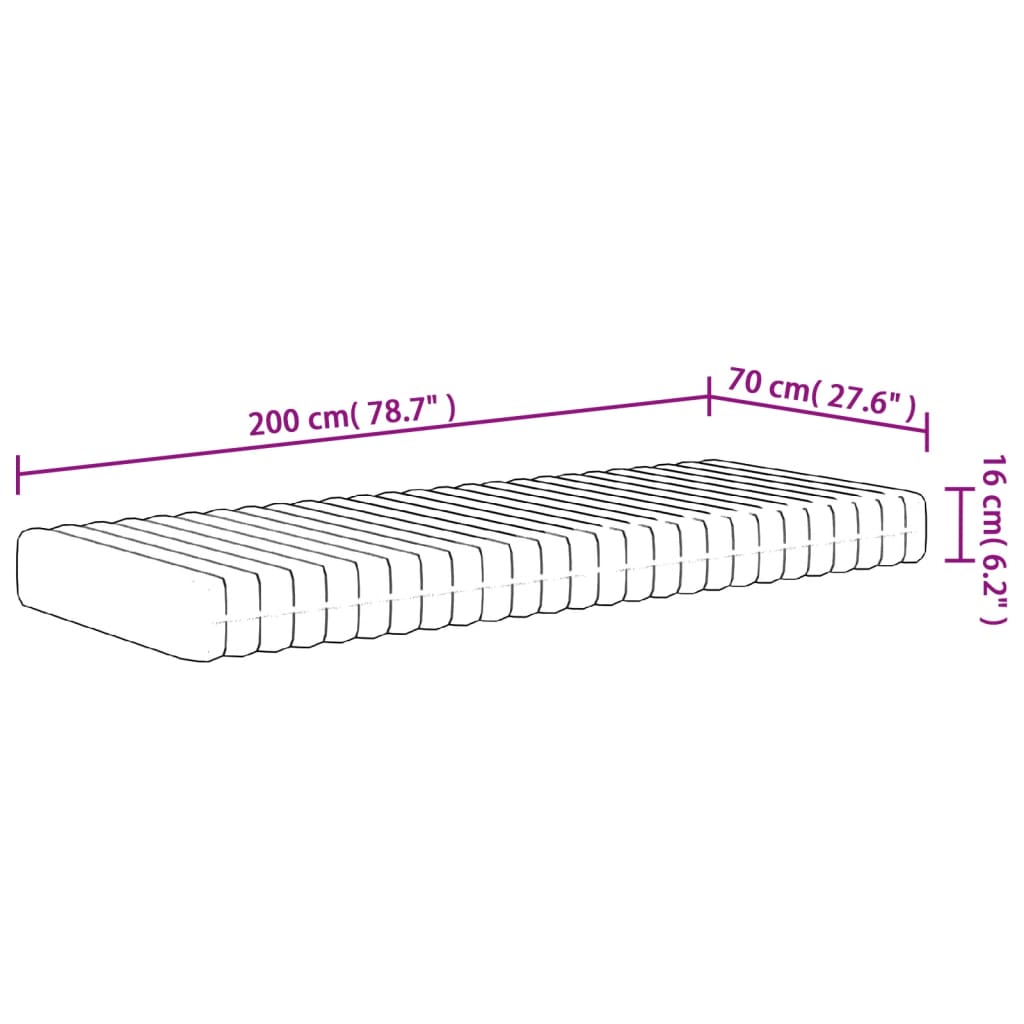Matelas en mousse moyennement doux 70x200 cm Matelas vidaXL