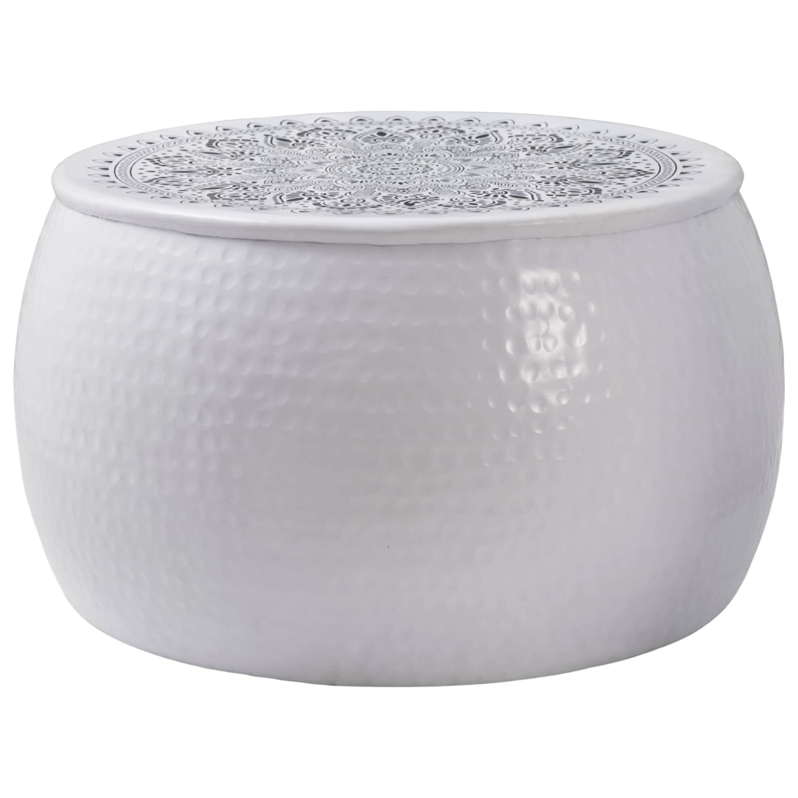Table basse ronde martelée Blanc Ø 55 x 55 cm Aluminium