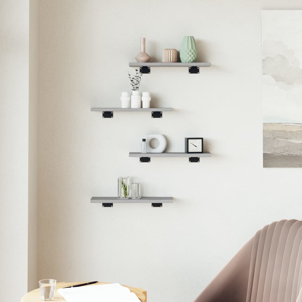 Étagères murales 4 pcs sonoma gris 40x10x1,5 cm bois ingénierie - XIOS