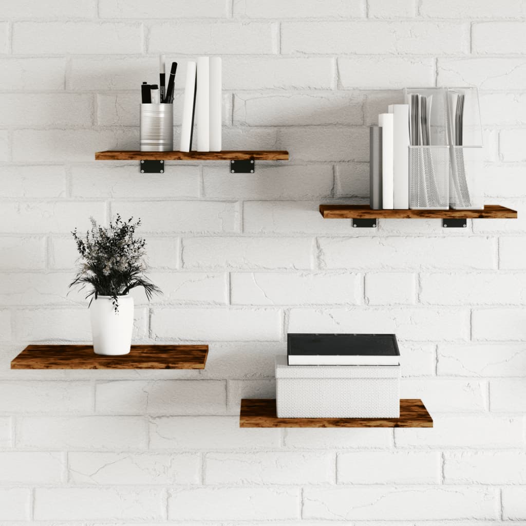 Étagères murales 4 pcs chêne fumé 40x30x1,5cm bois d'ingénierie - XIOS