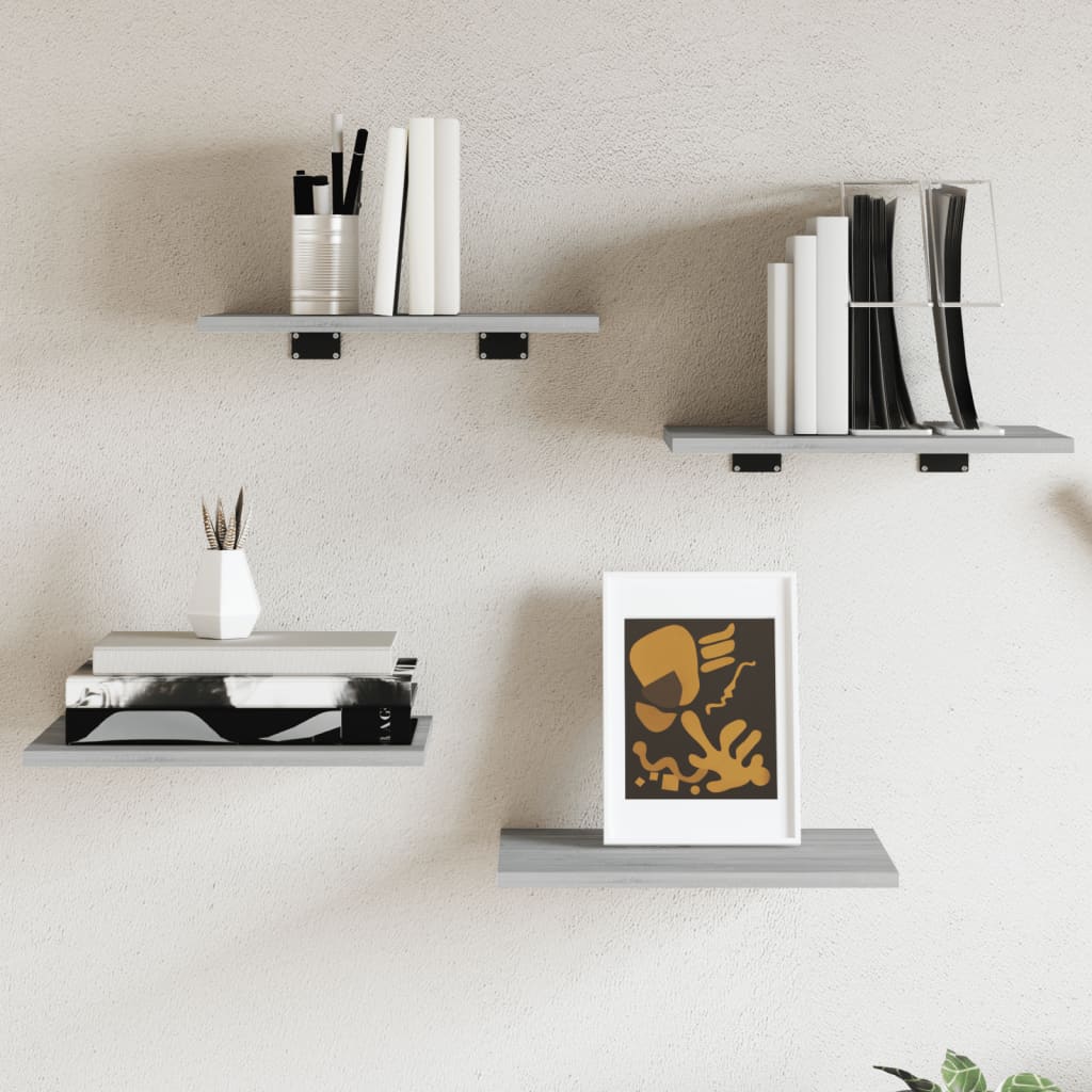 Étagères murales 4 pcs sonoma gris 40x30x1,5 cm bois ingénierie - XIOS