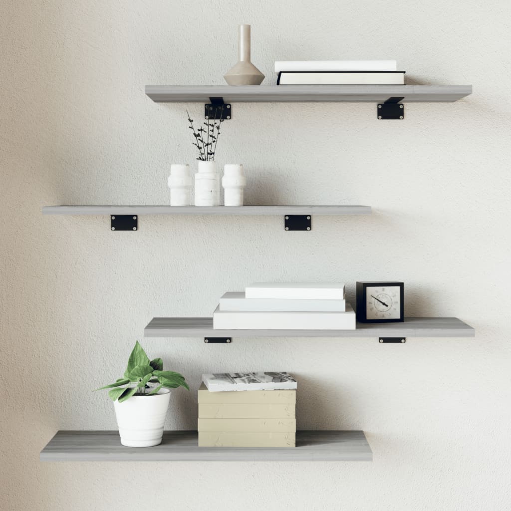 Étagères murales 4 pcs sonoma gris 60x20x1,5 cm bois ingénierie - XIOS