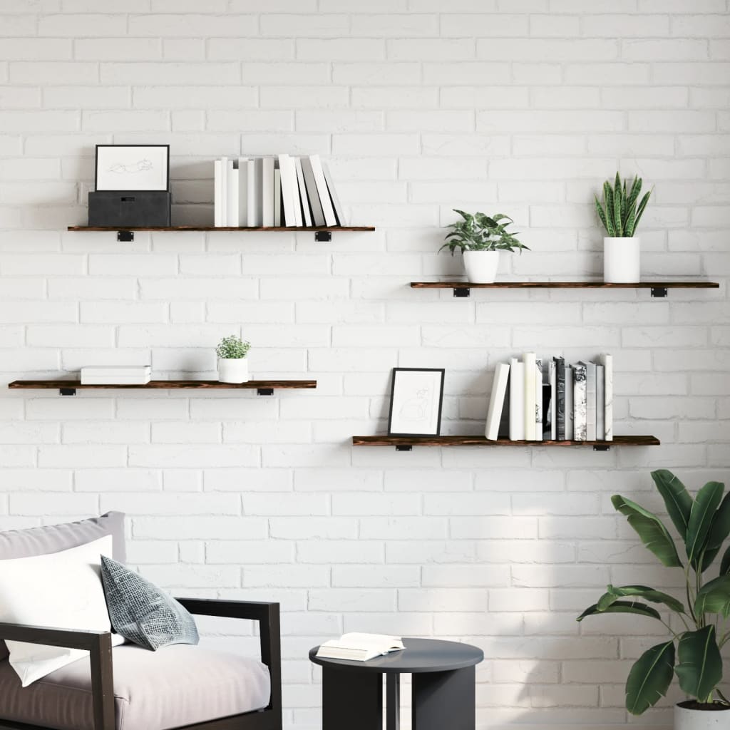 Étagères murales 4pcs chêne fumé 100x20x1,5cm bois d'ingénierie - XIOS