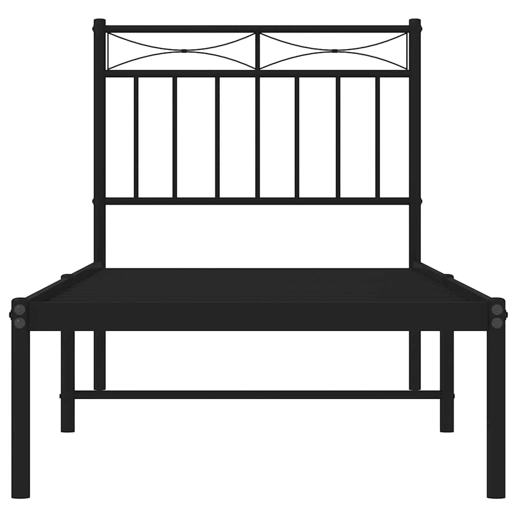Cadre de lit métal sans matelas avec tête de lit noir 75x190 cm - XIOS