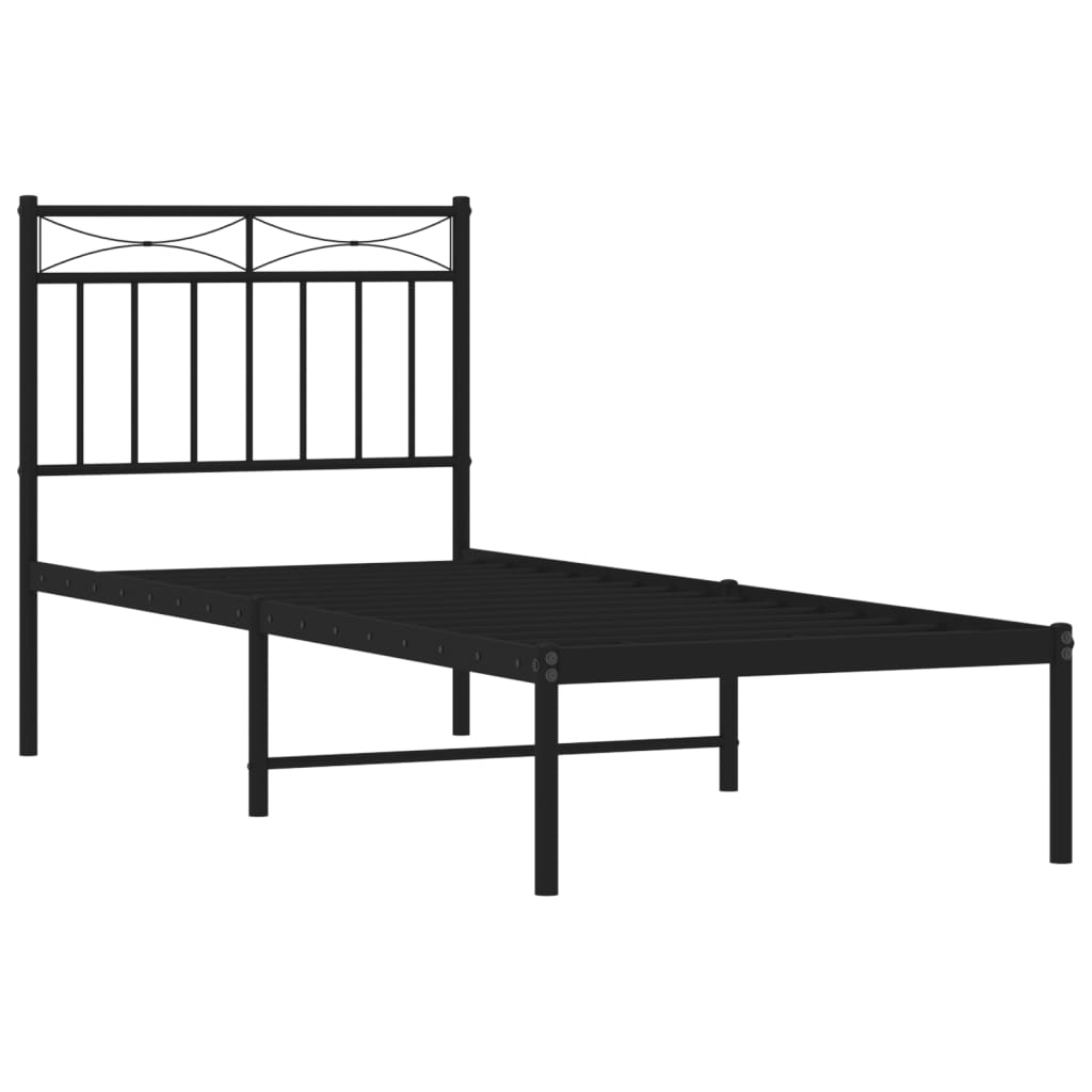 Cadre de lit métal sans matelas avec tête de lit noir 80x200 cm - XIOS