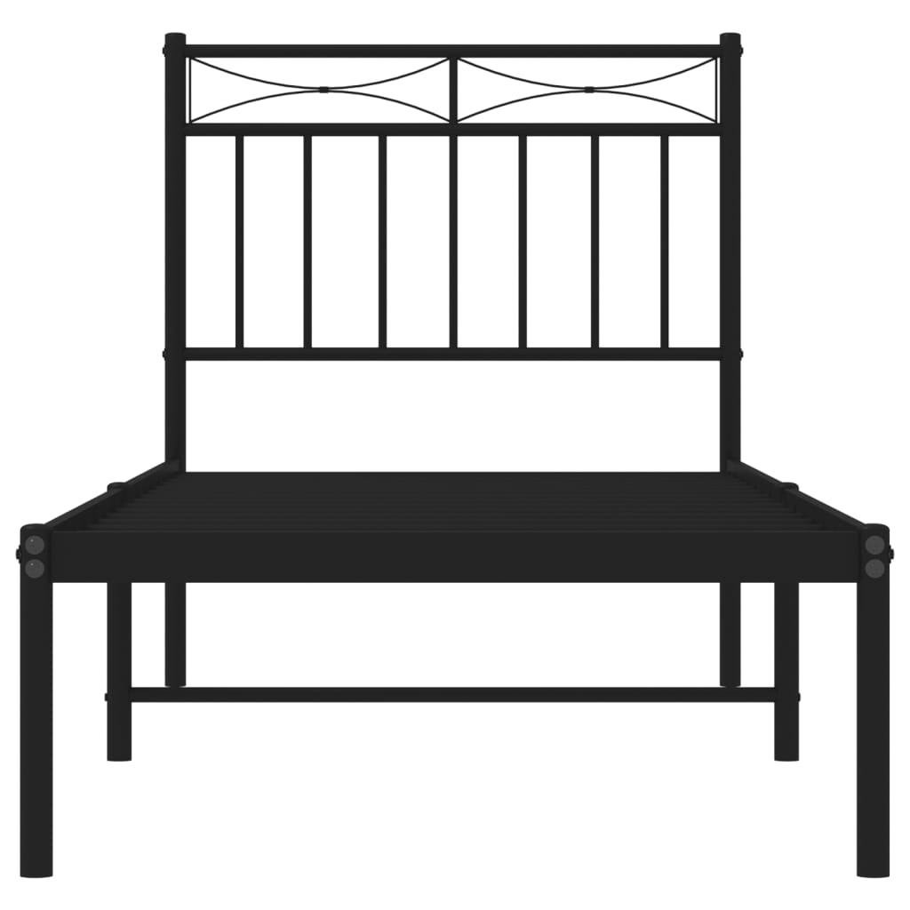 Cadre de lit métal sans matelas avec tête de lit noir 80x200 cm - XIOS