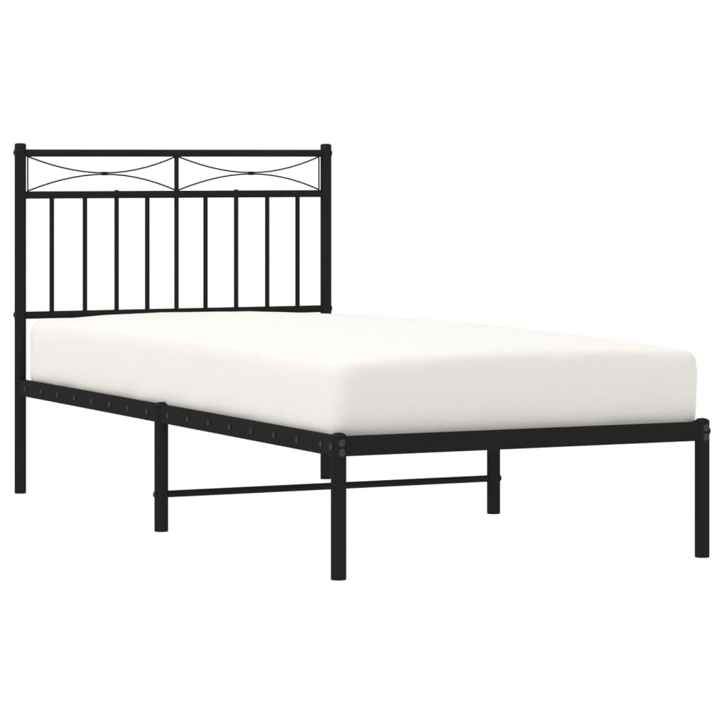 Cadre de lit métal sans matelas avec tête de lit noir 90x190 cm - XIOS