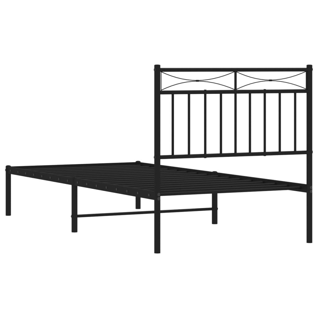 Cadre de lit métal sans matelas avec tête de lit noir 90x190 cm - XIOS
