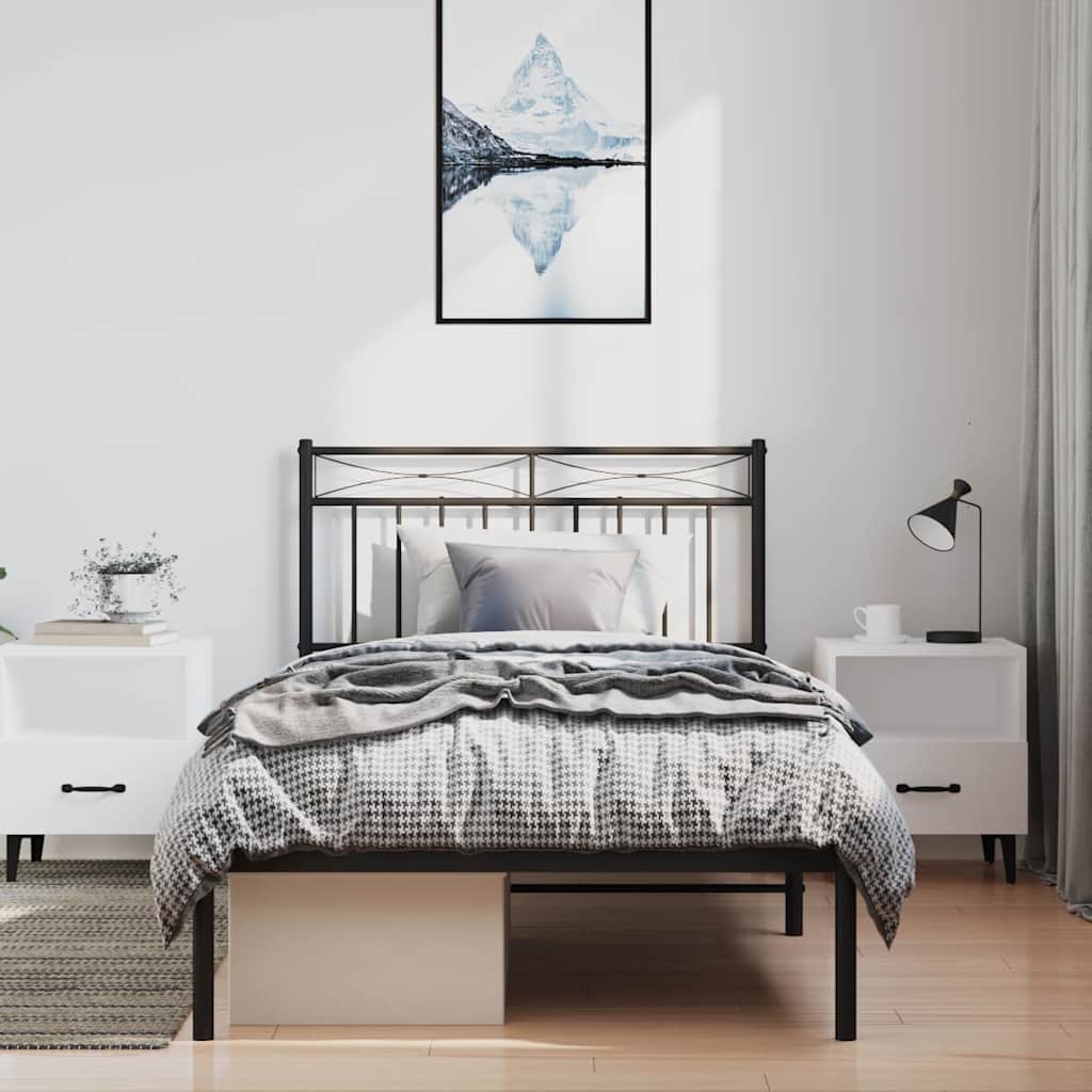 Cadre de lit métal sans matelas avec tête de lit noir 100x200cm - XIOS
