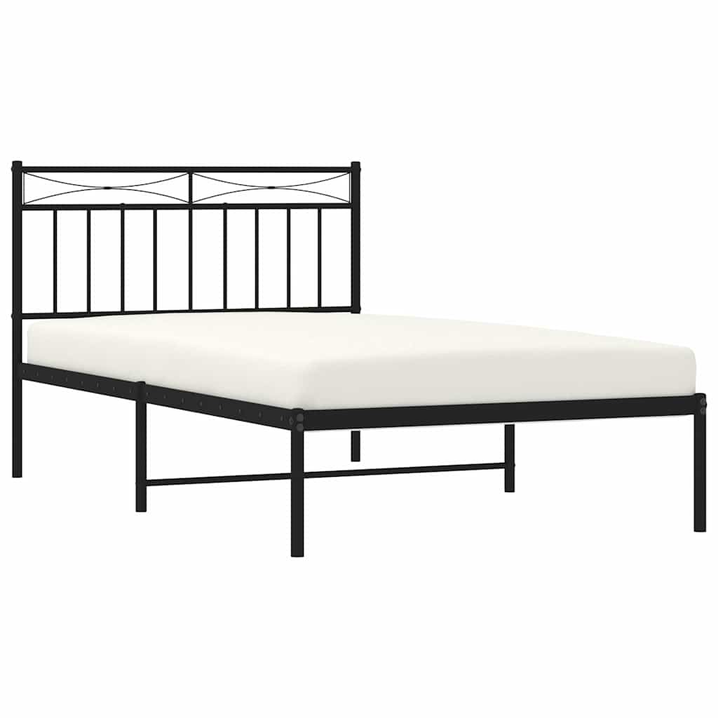 Cadre de lit métal sans matelas avec tête de lit noir 100x200cm - XIOS