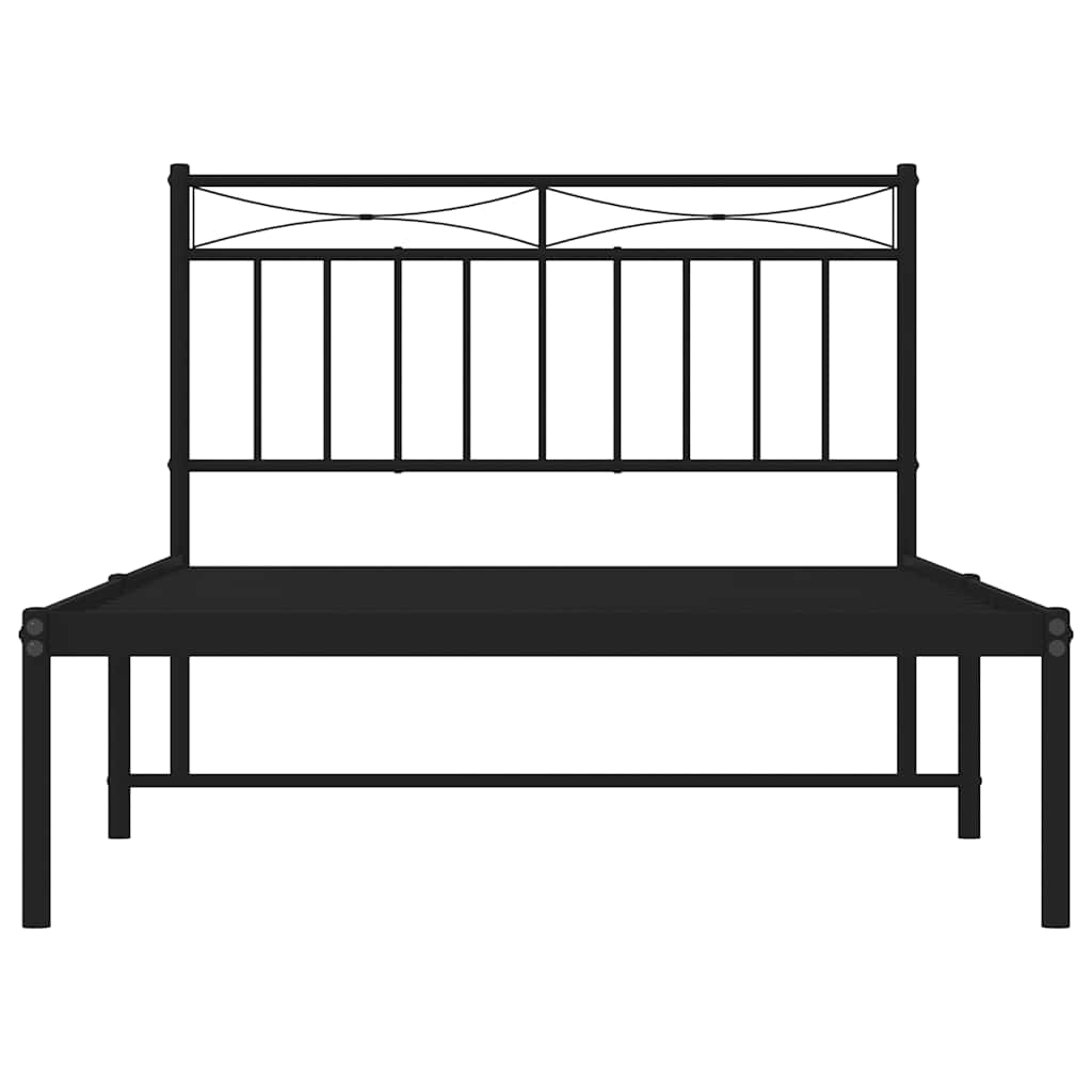 Cadre de lit métal sans matelas avec tête de lit noir 100x200cm - XIOS