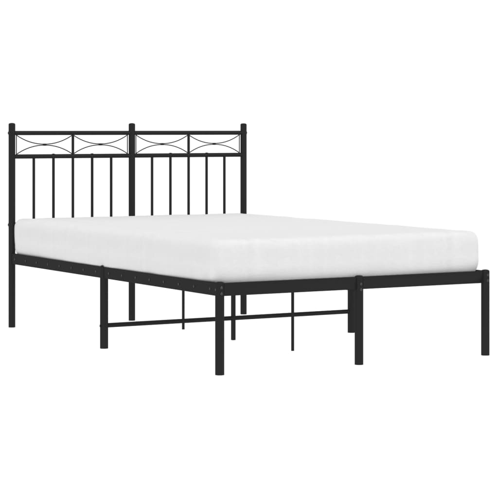 Cadre de lit métal sans matelas avec tête de lit noir 120x200cm - XIOS