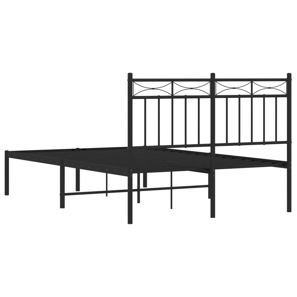 Cadre de lit métal sans matelas avec tête de lit noir 120x200cm - XIOS