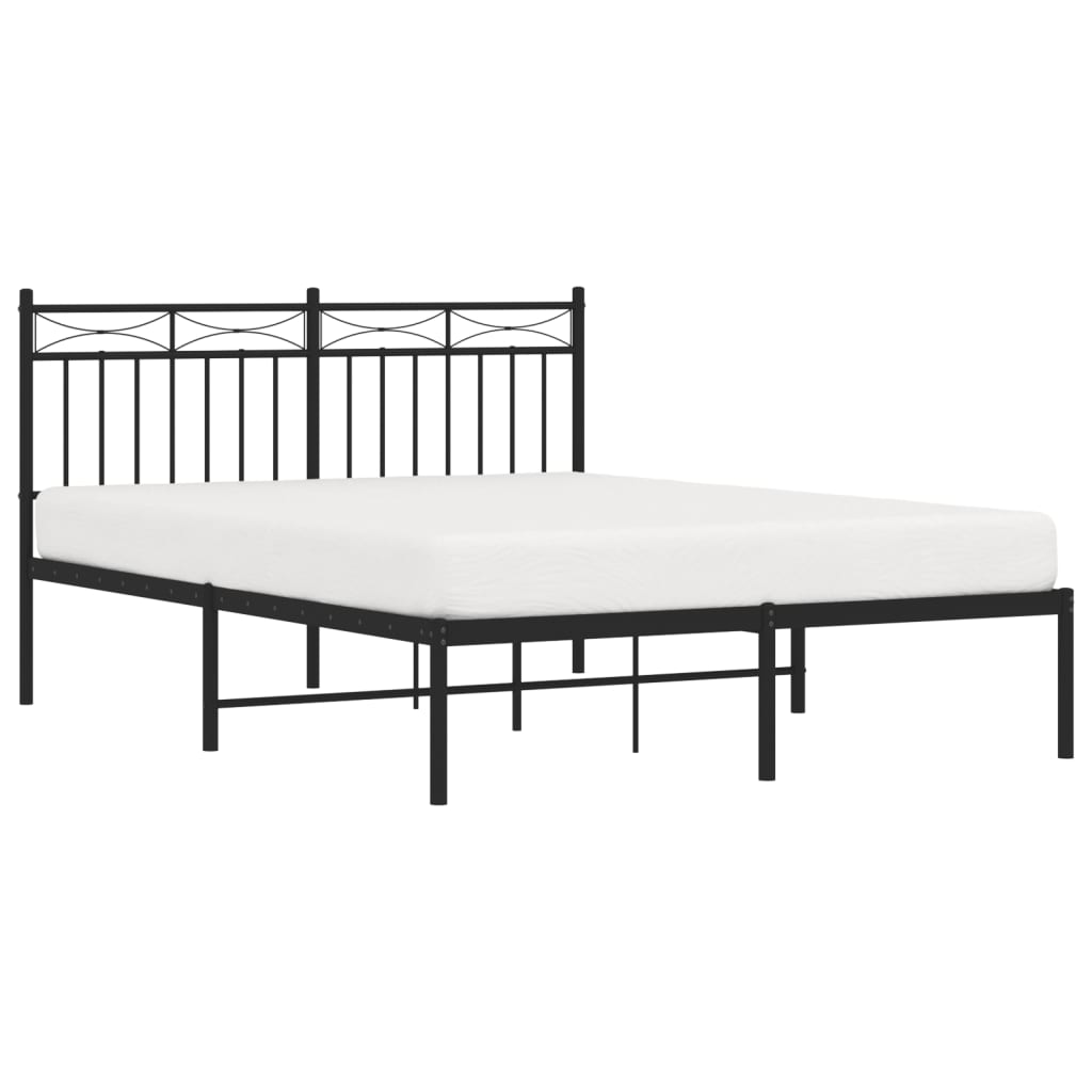 Cadre de lit métal sans matelas avec tête de lit noir 140x190cm - XIOS