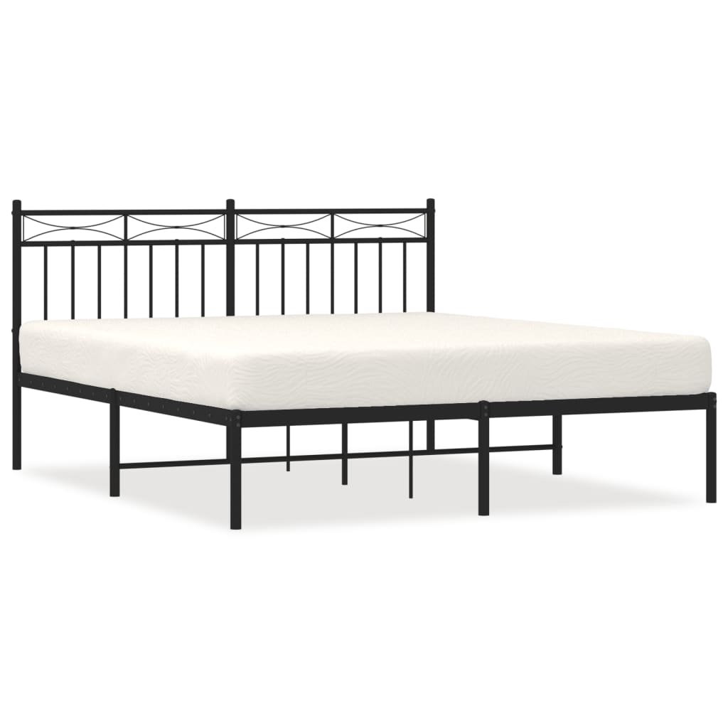 Cadre de lit métal sans matelas et tête de lit noir 160x200 cm - XIOS