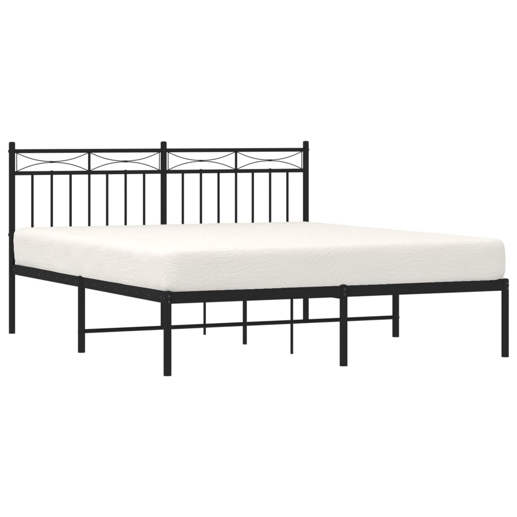 Cadre de lit métal sans matelas et tête de lit noir 160x200 cm - XIOS
