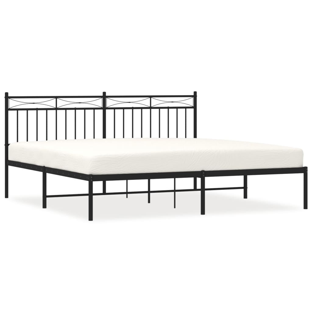 Cadre de lit métal sans matelas et tête de lit noir 180x200 cm - XIOS