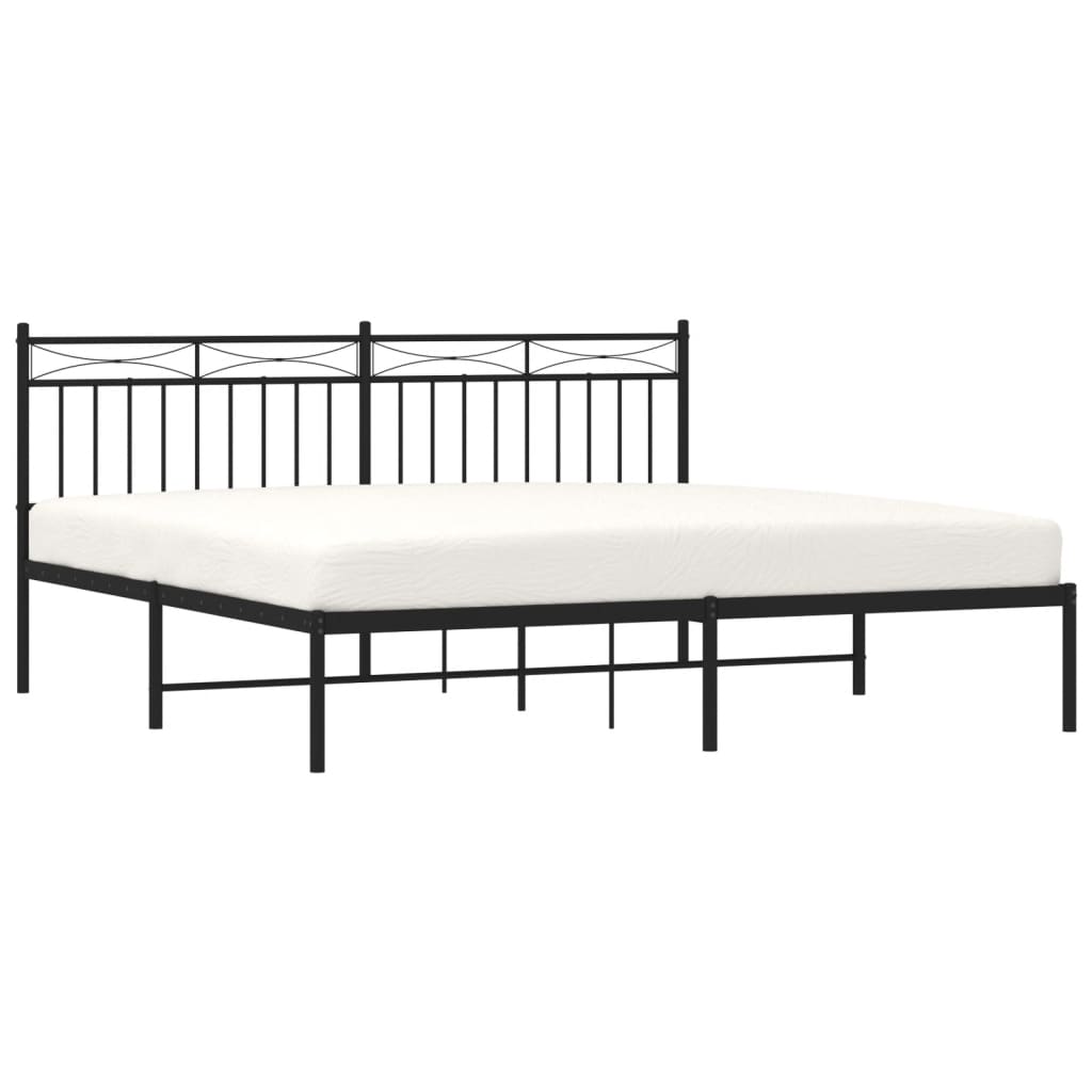 Cadre de lit métal sans matelas et tête de lit noir 180x200 cm - XIOS