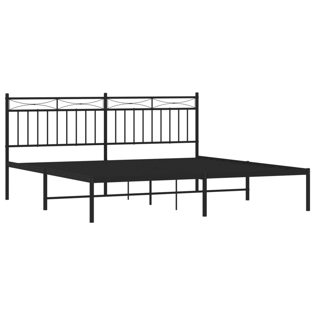 Cadre de lit métal sans matelas et tête de lit noir 180x200 cm - XIOS