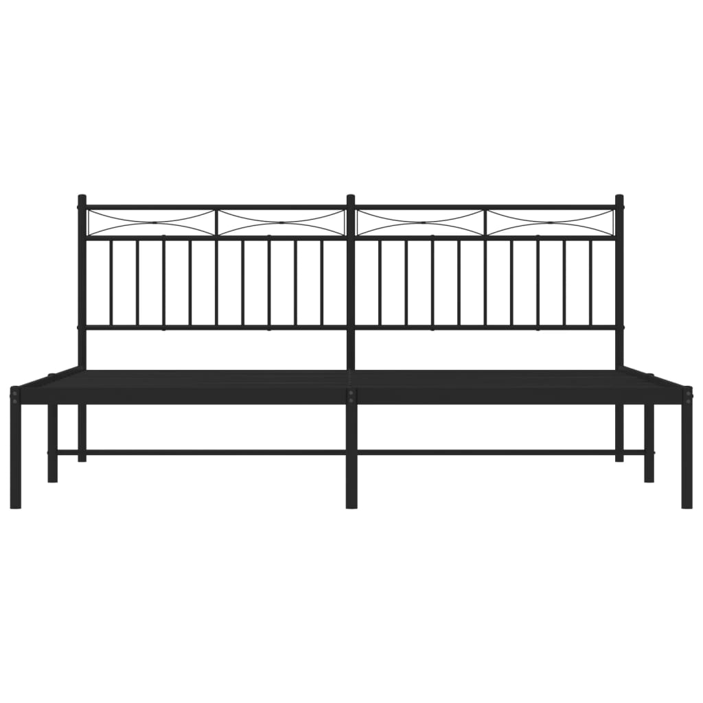 Cadre de lit métal sans matelas et tête de lit noir 180x200 cm - XIOS