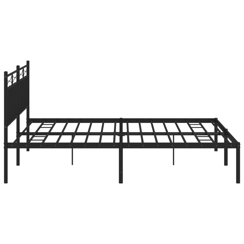 Cadre de lit métal sans matelas et tête de lit noir 180x200 cm - XIOS