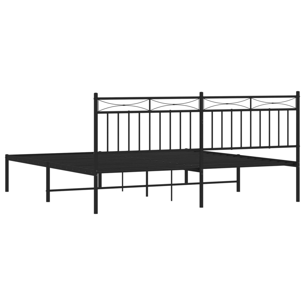 Cadre de lit métal sans matelas et tête de lit noir 180x200 cm - XIOS