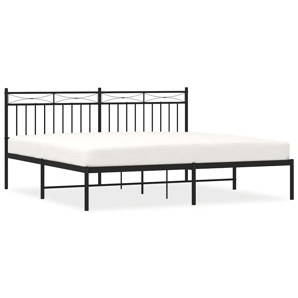 Cadre de lit métal sans matelas avec tête de lit noir 183x213cm - XIOS