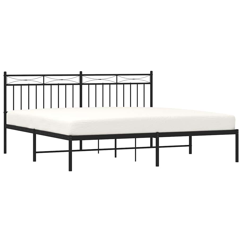 Cadre de lit métal sans matelas avec tête de lit noir 183x213cm - XIOS