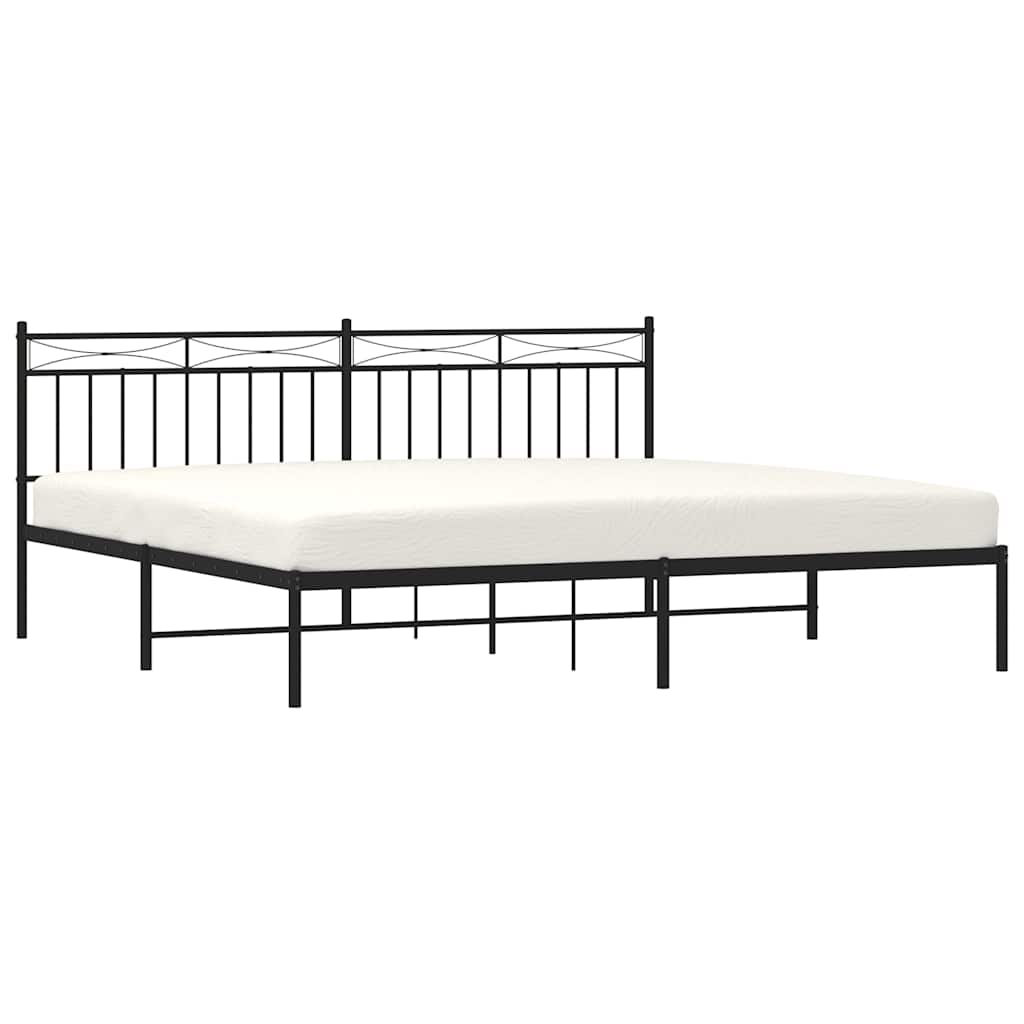 Cadre de lit métal sans matelas avec tête de lit noir 193x203cm - XIOS